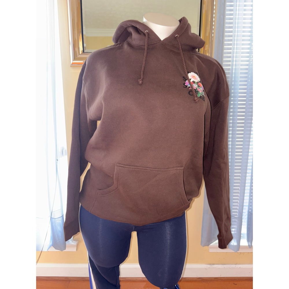 Anti Social Social Club Brown Floral Logo Hoodie Mens Streetwear Sweatshirt - Picture 2 of 3